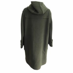 OLD ENGLAND 美品 英国製 ダッフルコート ウールヘリンボーン 水牛角トグル カーキ 緑 サイズ8 約M IBO62