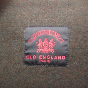 OLD ENGLAND 美品 英国製 ダッフルコート ウールヘリンボーン 水牛角トグル カーキ 緑 サイズ8 約M IBO62