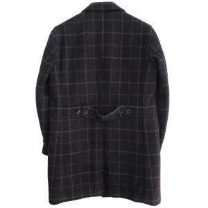 EDIFICE Le Plus eleve 美品 ウール チェスターコート チェック柄 フォーマル ビジネス 黒×緑 ブラック×グリーン 44