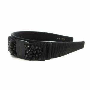 Salvatore Ferragamo ヴァラ リボン カチューシャ ヘアバンド アクセサリー ビジュー装飾 黒 ブラック