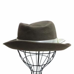 CHANEL 美品 フェドーラハット フェルトハット 中折れ帽 リボン 茶 ブラウン 57 AA