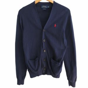 美品 ピマコットン カーディガン ポニー刺繍 紺 ネイビー XSサイズ IBO62 1209