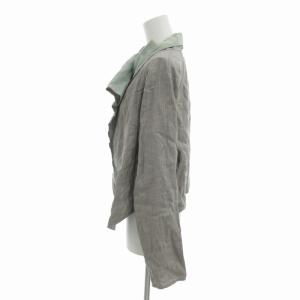 JURGEN LEHL ダブルフェイス シャツジャケット 麻 リネン シルク混 長袖 M グレー 水色 ライトブルー