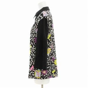 LEONARD SPORT 美品 ポロシャツ 総柄 ロゴ 花がら 40 L 黒 ブラック