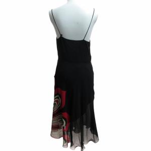 VIVIENNE TAM 美品 シルク ワンピース シースルー シアー 総柄 ロング 黒 ブラック 0 約XSサイズ IBO62 1213