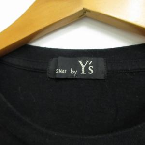 Y's RISMAT ニット地ドッキング Tシャツ 切替デザイン 半袖 黒 ブラック 赤 サイズ2 約M IBO62