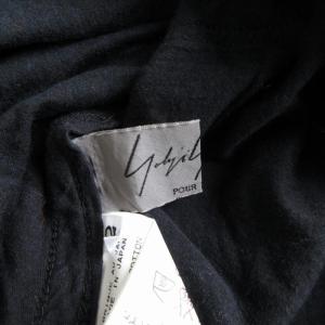 Yohji Yamamoto POUR HOMME バンドカラーシャツ マチあり 長袖 黒 ブラック サイズ2 約M HB-B07-010 IBO62