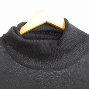 ARMANI JEANS シルク ニットセーター タートルネック ロゴ刺繍 長袖 黒 ブラック Mサイズ IBO62 1214