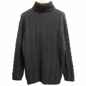 EMPORIO ARMANI ウール モヘヤ混 ケーブルニットセーター タートルネック 茶 ブラウン 46 約Sサイズ IBO62 1213
