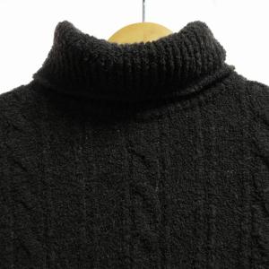 EMPORIO ARMANI ウール モヘヤ混 ケーブルニットセーター タートルネック 茶 ブラウン 46 約Sサイズ IBO62 1213