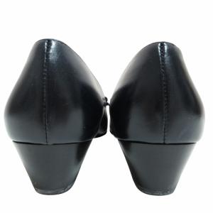 Salvatore Ferragamo ヴァラリボン レザー パンプス シューズ ゴールド金具 紺 ネイビー 5C 約22cm IBO62 1215