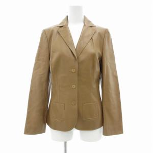 テーラードジャケット ブレザー ラムレザー 総裏地 フランス製 38 M 茶 ブラウン