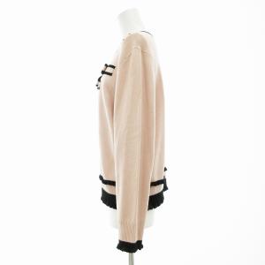 TO BE CHIC ニットカーディガン リボン フリル 大きいサイズ V XXL ピンク