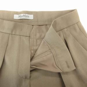 Max Mara ワイドスラックス パンツ ツータック 白タグ ウール 38 M ベージュ