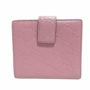 GUCCI GG グッチシマ レザー 二つ折り財布 皮革 ピンク