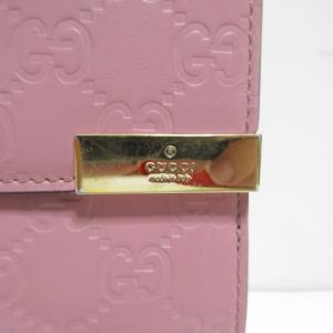 GUCCI GG グッチシマ レザー 二つ折り財布 皮革 ピンク