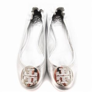 TORY BURCH フラットシューズ バレエシューズ パンプス 7.5 M 24.5cm ロゴ金具 シルバーカラー