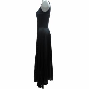 Theory 美品 プリーツワンピース ノースリーブ 切替 ロング 黒 ブラック Sサイズ 01-8105021-050-902 1222