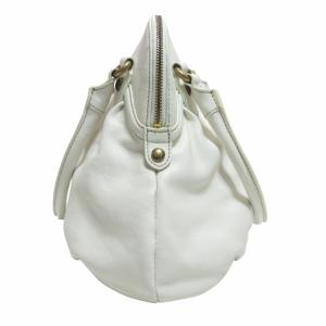 BURBERRY BLUE LABEL オールレザー ハンドバッグ 手提げカバン タッセルチャーム ロゴ 白 ホワイト IBO62