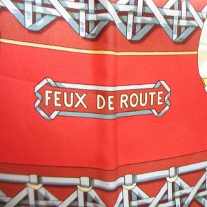 HERMES カレ90 FEUX DE ROUTE 馬車のランタン シルク100% スカーフ ストール 大判 赤 レッド AA