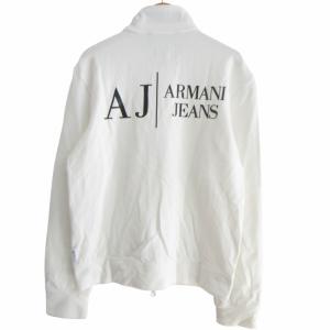 ARMANI JEANS 30 ANNIVERSARIO 30周年限定 ダブルジップブルゾン ジャケット ロゴ プリント  白 ホワイト Sサイズ GY09