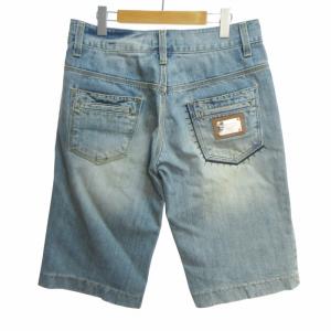 DOLCE&GABBANA クラシック14 ロゴプレート ヴィンテージ加工 デニム ハーフパンツ ショートパンツ ジーンズ インディゴ 48 L相当 GY09