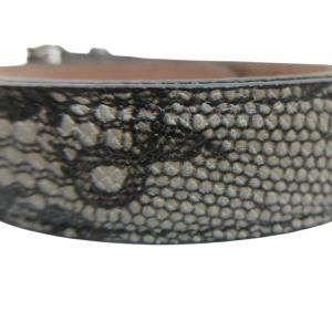 DOLCE&GABBANA BE0975 レザー ナローベルト パイソン柄プリント 型押し エキゾチック 民族系 灰×黒 グレー×ブラック 85