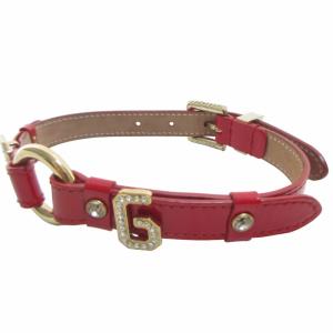 エナメルレザー パテント チョーカー ラインストーン ビジュー ブランドロゴ 赤 レッド IBO64 0109