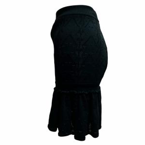 CHANEL 08P ニットスカート ミニ ハート柄 レース ブラック 36 P32751K00776