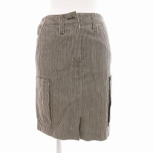 希少 08C ストライプ デニムスカート 34 ブラック ホワイト