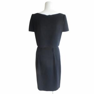 EMPORIO ARMANI タグ付 ショートスリーブ レイヤード ドレス ワンピース ベルト付 紺 ネイビー 42 M相当 3K2A8I 2JCFZ