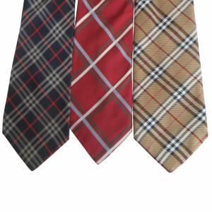 BURBERRY LONDON バーバリーズ Burberrys ノバチェック ネクタイ3本セット まとめて 英国製 フォーマル ベージュ 赤 紺 IBO64