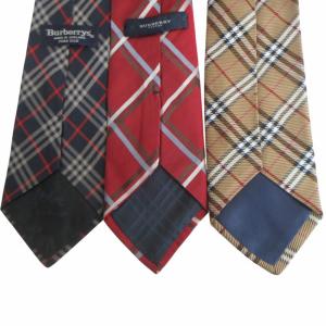 BURBERRY LONDON バーバリーズ Burberrys ノバチェック ネクタイ3本セット まとめて 英国製 フォーマル ベージュ 赤 紺 IBO64