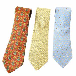 ネクタイ レギュラータイ 3本 まとめ セット 犬柄 総柄 黄色 青 茶 0206 IBO64
