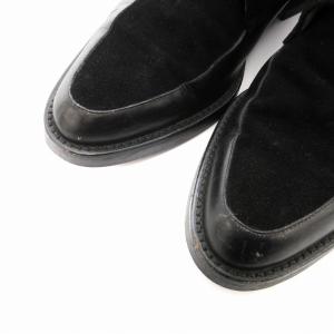GIANNI VERSACE ショートブーツ 革靴 スエード レザー 切替 6.5 黒 ブラック