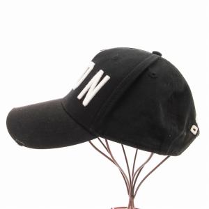 DSQUARED2 ICON ベースボールキャップ 6パネル ダメージ加工 ロゴ刺繍 F 黒 ブラック S82BC4001