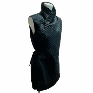 ISSEY MIYAKE PERMANENTE プリーツ ハイネックジャケット ワンピース シルク アシンメトリー