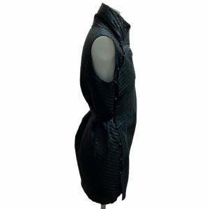 ISSEY MIYAKE PERMANENTE プリーツ ハイネックジャケット ワンピース シルク アシンメトリー