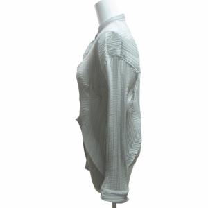 ISSEY MIYAKE 変形プリーツ バンドカラーシャツ グレー