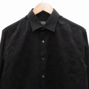 Salvatore Ferragamo ドレスシャツ 長袖 ジャガード 総柄 ワイドカラー M 黒 ブラック