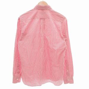 ギンガムチェックシャツ 長袖 胸ポケット M 赤 レッド（2025/02