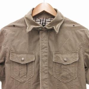 BURBERRY BLACK LABEL ミリタリーシャツ 長袖 ノバチェック スナップボタン M チャコールグレー