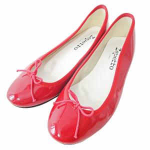 極美品　レペット　パンプス　エナメル　ストラップ　ベルト　赤　24.5 バレエ クロスストラップパンプス フラットシューズ ラウンドトゥ