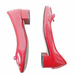 Repetto エナメル パテント パンプス ローヒール シューズ リボン 36 23cm レッド 赤 0203 IBO66