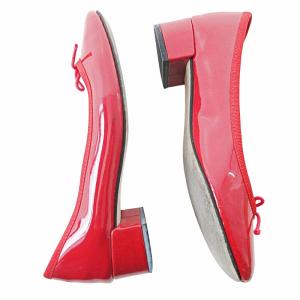 Repetto エナメル パテント パンプス ローヒール シューズ リボン 36 23cm レッド 赤 0203 IBO66