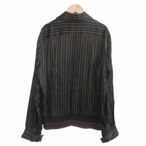 DRIES VAN NOTEN 23SS Coffee Shirt ストライプ ハーフボタンシャツ 黒×ボルドー