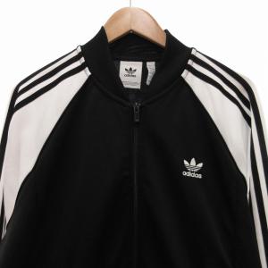 adidas Originals SSTトラックジャケット ブルゾン ライン ロゴ刺繍 XL 黒 ブラック 白 ホワイト IK7025