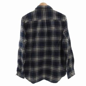 STUSSY CLASSIC 美品 フランネルチェックシャツ 長袖 ロゴ刺繍 M 青 ブルー