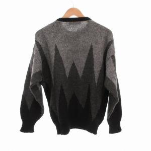 GIVENCHY GENTLEMAN 70s ヴィンテージ ZIGZAG KNIT ニット セーター アルパカ混 グレー 黒 ブラック