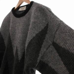 GIVENCHY GENTLEMAN 70s ヴィンテージ ZIGZAG KNIT ニット セーター アルパカ混 グレー 黒 ブラック